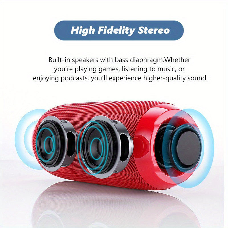 TG117 Portable Wireless Speaker Outdoor Waterproof HiFi Column Stereo Surround Loudspeaker Hands-free TF Card AUX TWS Sound - Enjoy Music Play