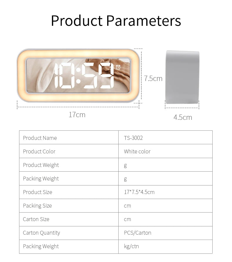 Three Alarm Sounds Digital Alarm Clock with Night Light and USB Port ABS/plastic Alarm Led Clock