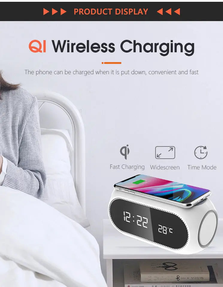 Best Selling Product  Wireless Charging for iphone 15 Temperature Display 15w Wireless Charger LED Digital Alarm Clock Type C