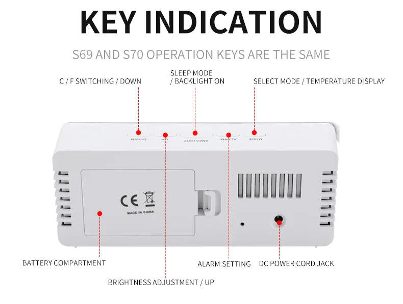 Modern USB Digital Alarm Clock with Mirror Design Battery Operated Non Ticking Bedside Alarm Clock for Bedroom and Desk