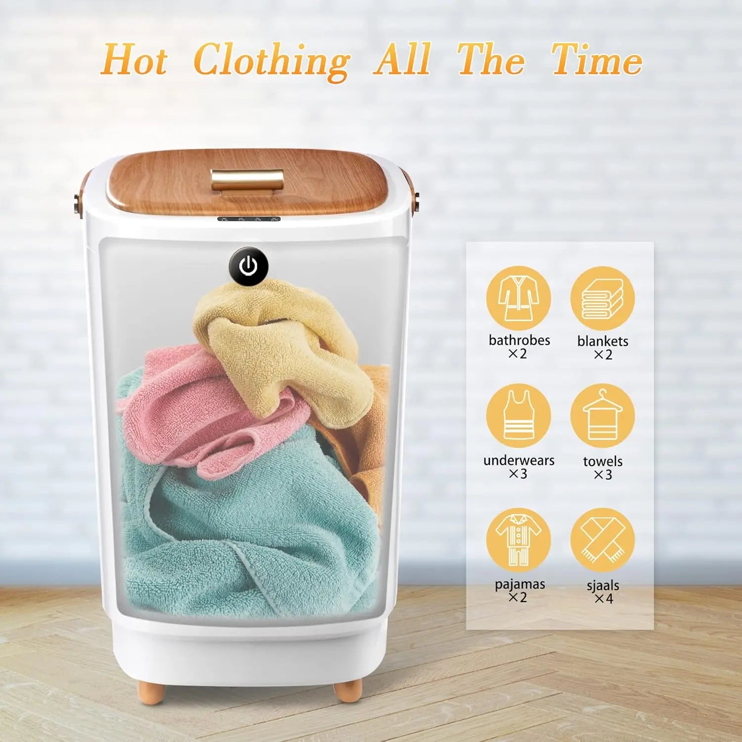 Large Portable Towel Warmer for Bathroom, Heats Two Oversized Towels with Timer Auto Shut Off, Yellow