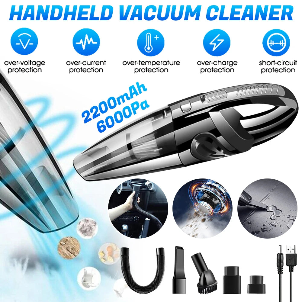 Wireless Handheld Vacuum Cleaner USB Charging Car Vacuum Cleaner Portable Wet&Dry Handheld strong Suction Cordless 12000pa