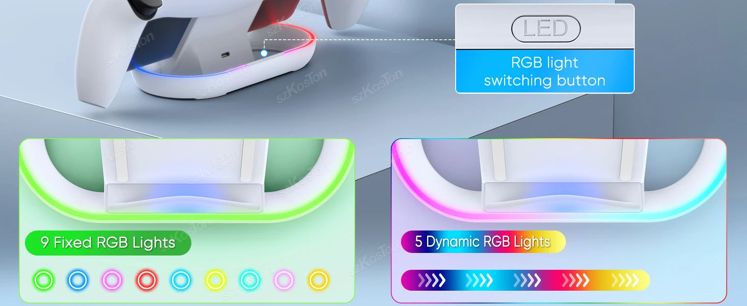 Charging Dock Station  for Playstation Portal Charger Stand with RGB Light and USB C Charging Cable for PS5 Portal Accessories