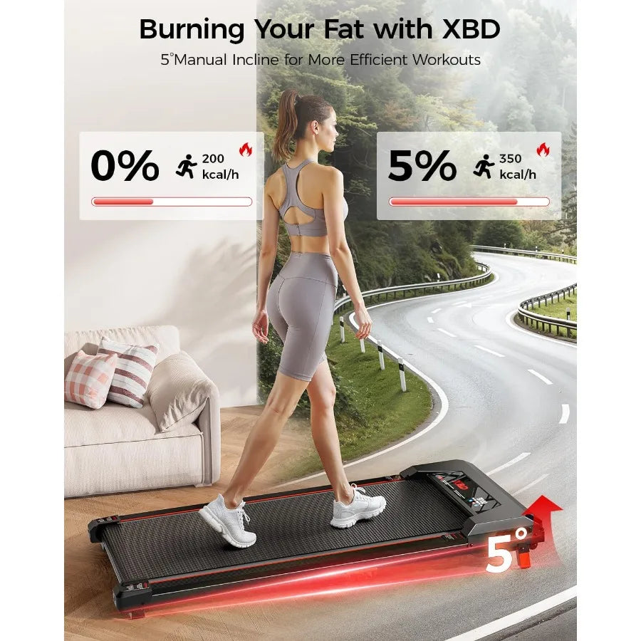 Walking Pad with Incline Under Desk Treadmill for Home Small Office Use 2.5HP Low Noise Portable Treadmill with 330 Lbs Weight