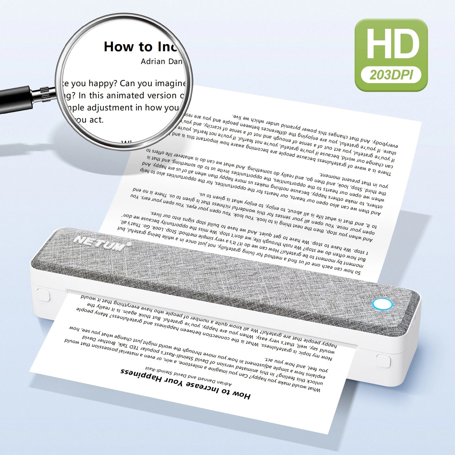 A4 Bluetooth Business Travel  Print Anywhere Inkless 203DPI Portable Rechargeable Thermal Printer LT-P10