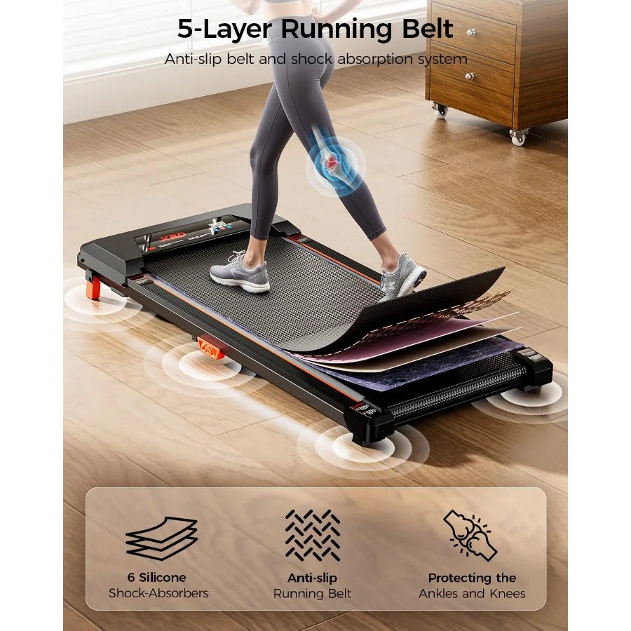 Walking Pad with Incline Under Desk Treadmill for Home Small Office Use 2.5HP Low Noise Portable Treadmill with 330 Lbs Weight