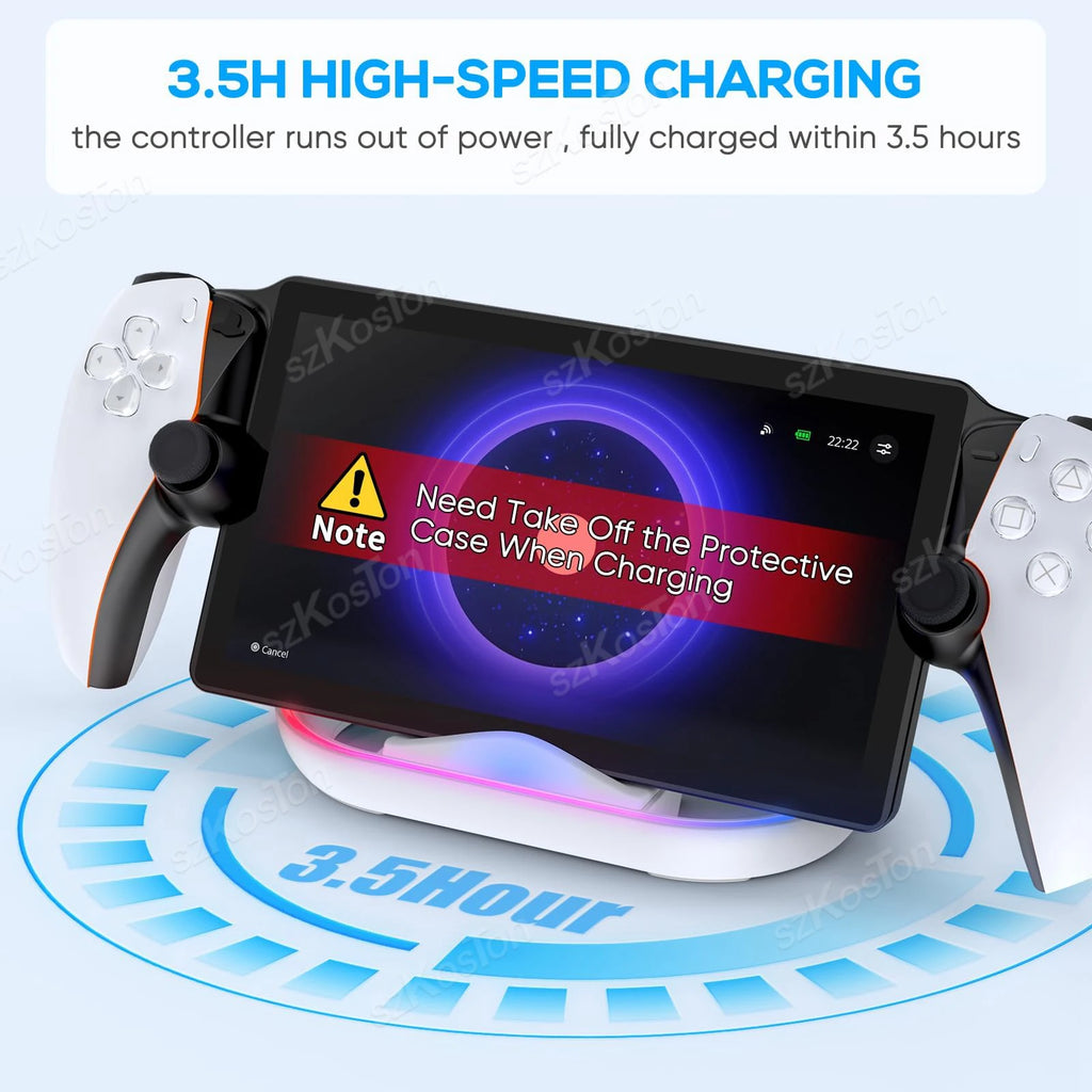 Charging Dock Station  for Playstation Portal Charger Stand with RGB Light and USB C Charging Cable for PS5 Portal Accessories