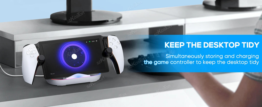 Charging Dock Station  for Playstation Portal Charger Stand with RGB Light and USB C Charging Cable for PS5 Portal Accessories