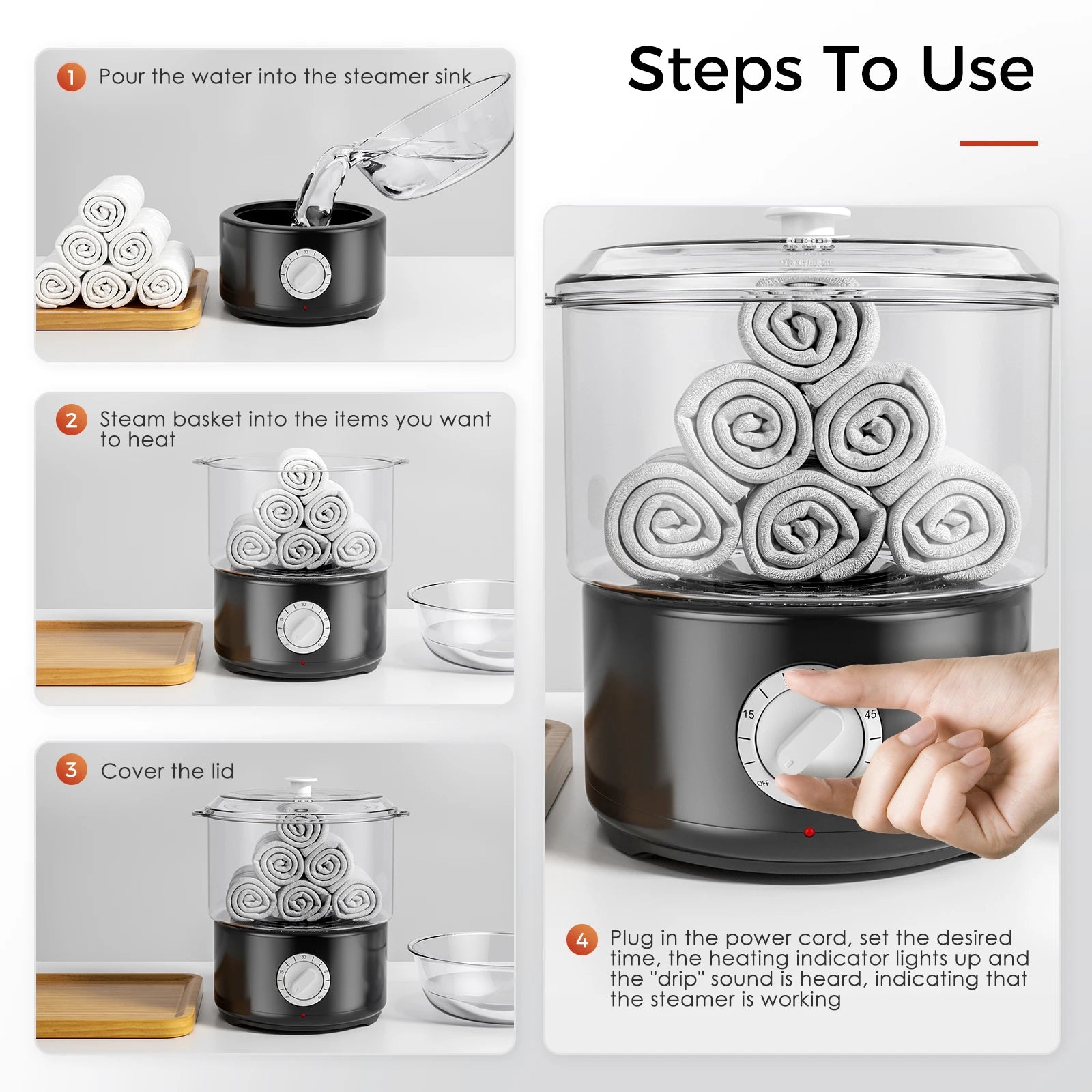 Towel Steamer Quick Heating Hot Towel Warmer Spa Towel Heater SPA Facial 202°F In 10mins Skin Moisturizing Tool Facials, Shaving