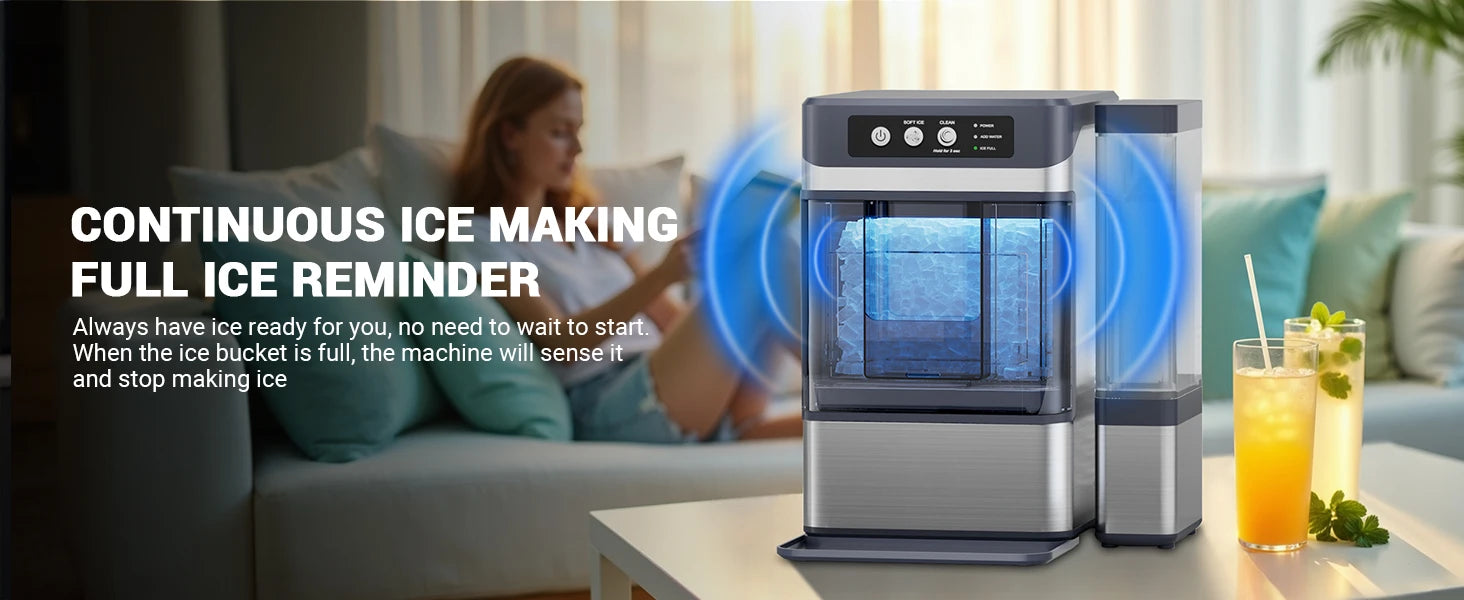 44Lbs/24H Nugget Ice Maker with 0.8 Gallon Tank,Self-Cleaning Portable Countertop Ice Maker,Soft Chewable Pellet Ice Machine