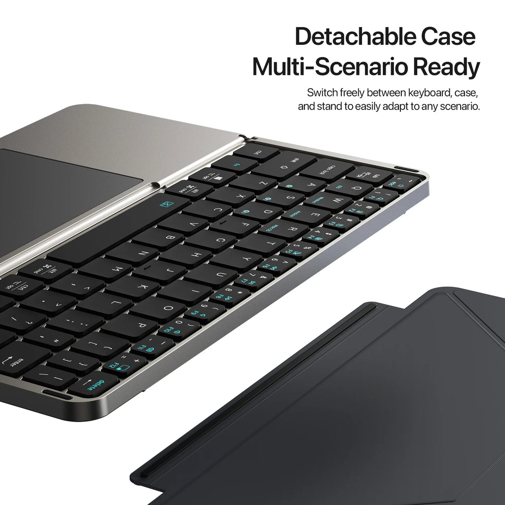 New Multifunctional Model Foldable Bluetooth 5.0 Keyboard with Touchpad & Phone Holder For Phones Tablets PC