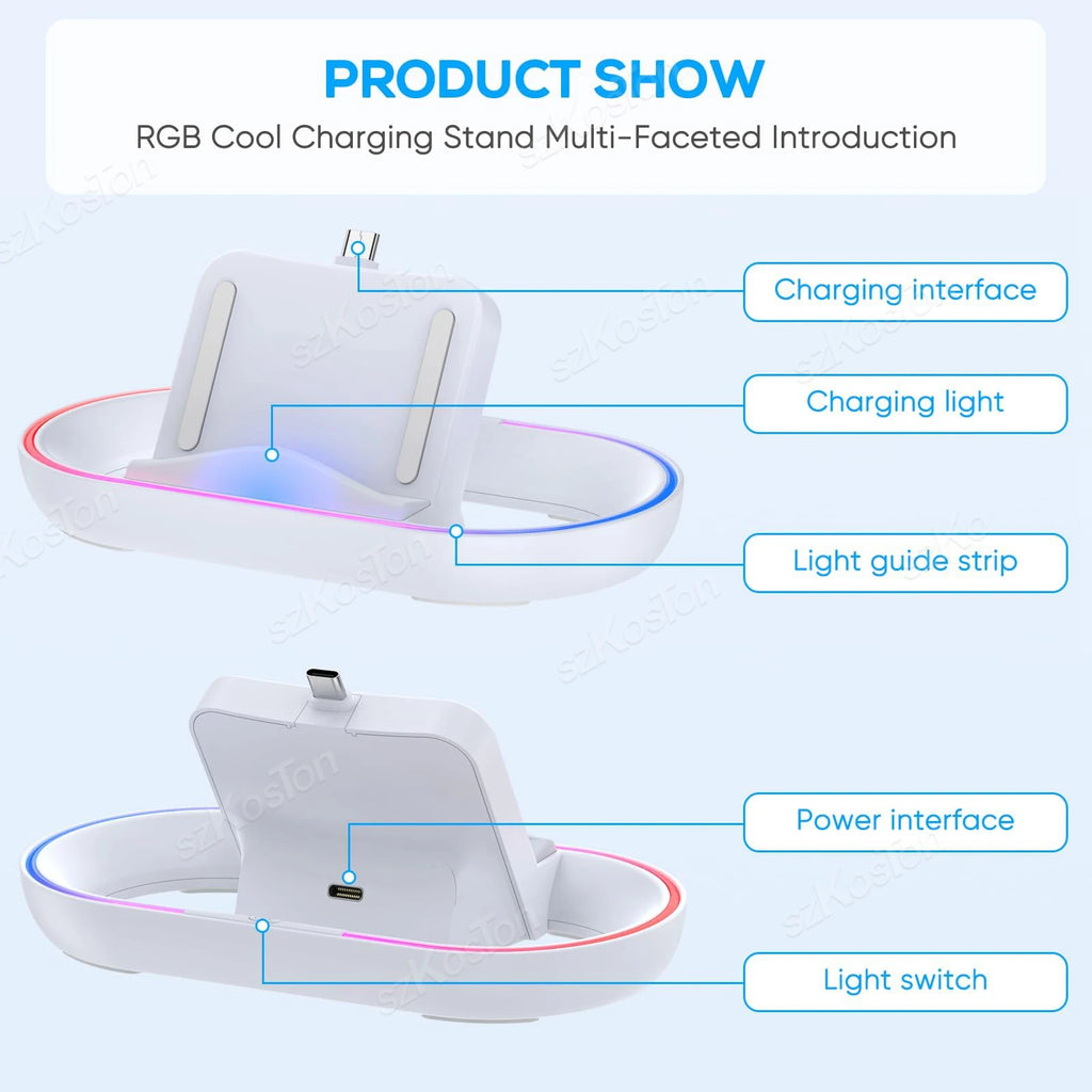Charging Dock Station  for Playstation Portal Charger Stand with RGB Light and USB C Charging Cable for PS5 Portal Accessories