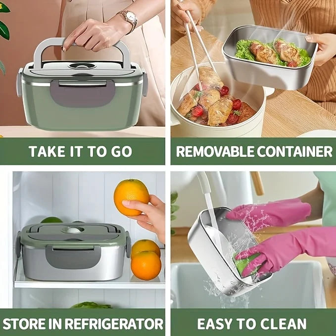 1.5 L 60W Electric Lunch Box Food Warmer Portable Food Heater for Car Or Home - Leak Proof, Lunch Heating Microwave for Truckers