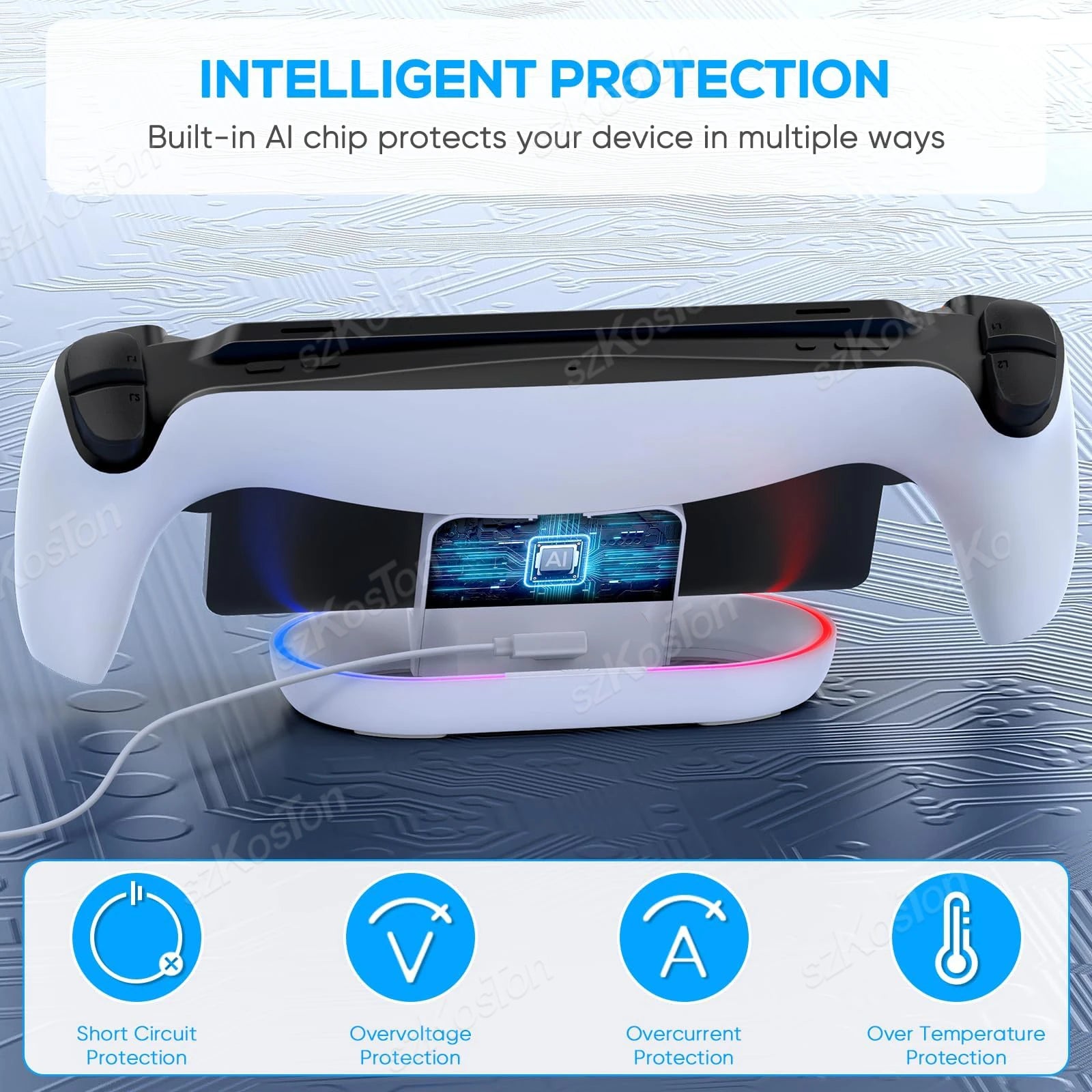 Charging Dock Station  for Playstation Portal Charger Stand with RGB Light and USB C Charging Cable for PS5 Portal Accessories