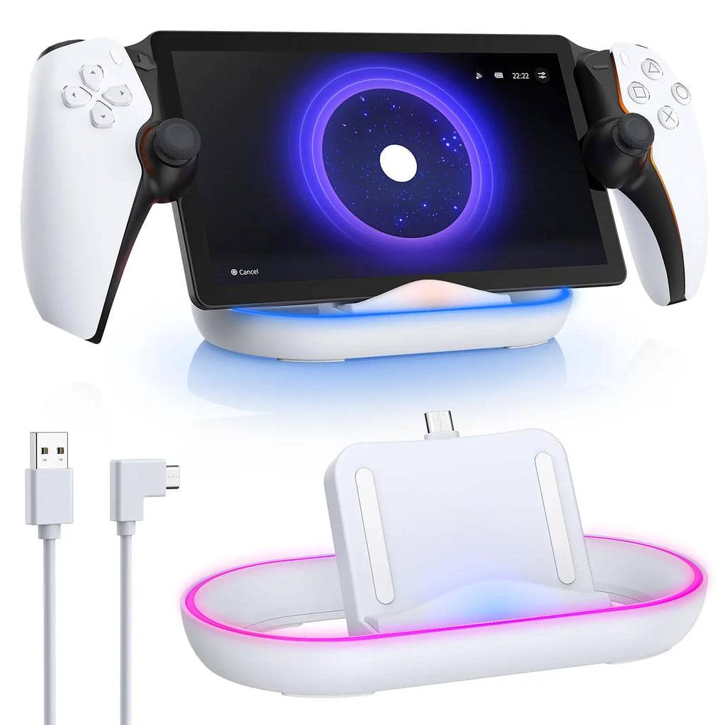 Charging Dock Station  for Playstation Portal Charger Stand with RGB Light and USB C Charging Cable for PS5 Portal Accessories