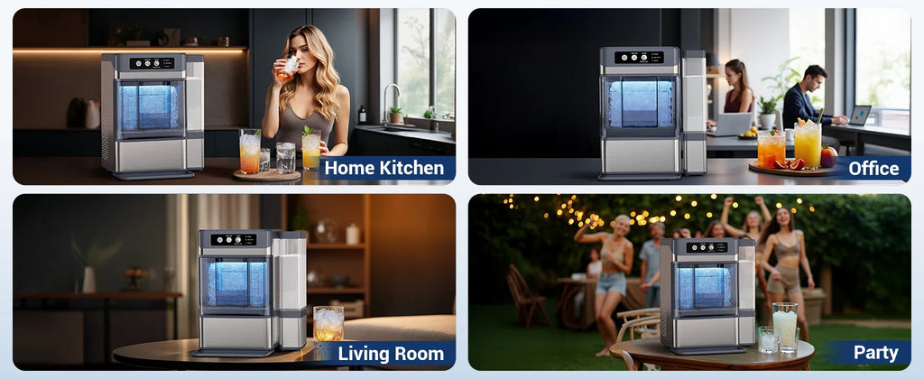 44Lbs/24H Nugget Ice Maker with 0.8 Gallon Tank,Self-Cleaning Portable Countertop Ice Maker,Soft Chewable Pellet Ice Machine