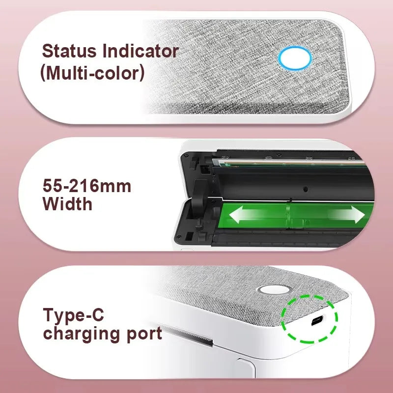 A4 Bluetooth Business Travel  Print Anywhere Inkless 203DPI Portable Rechargeable Thermal Printer LT-P10
