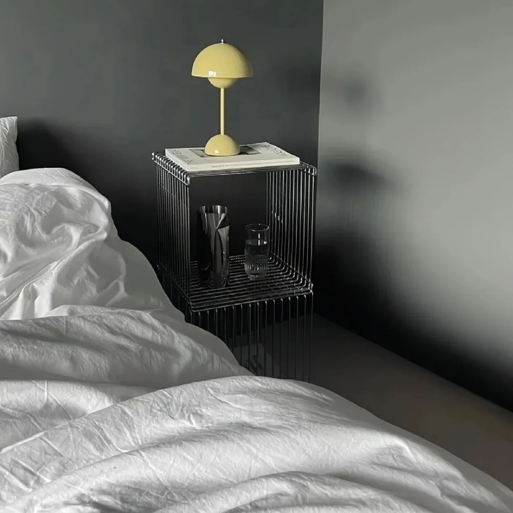 Silvery Metal Geometric Designer Lip-Shaped Stool Creative Storage Solution for Small Apartments Corner Utilization