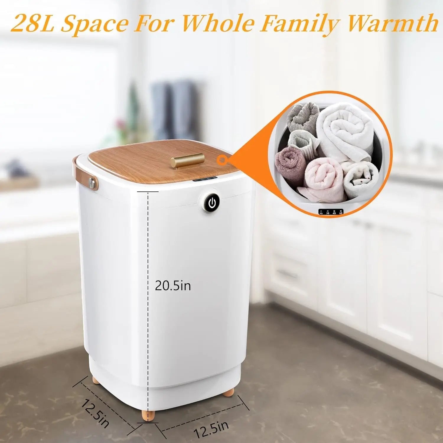 Large Portable Towel Warmer for Bathroom, Heats Two Oversized Towels with Timer Auto Shut Off, Yellow