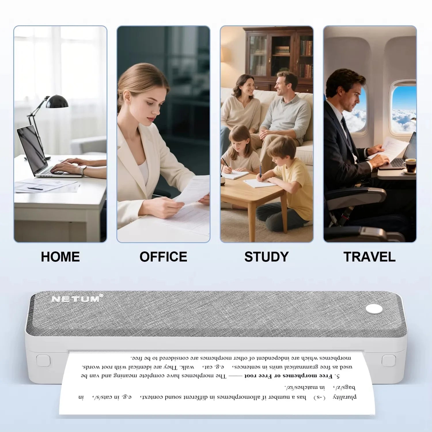 A4 Bluetooth Business Travel  Print Anywhere Inkless 203DPI Portable Rechargeable Thermal Printer LT-P10