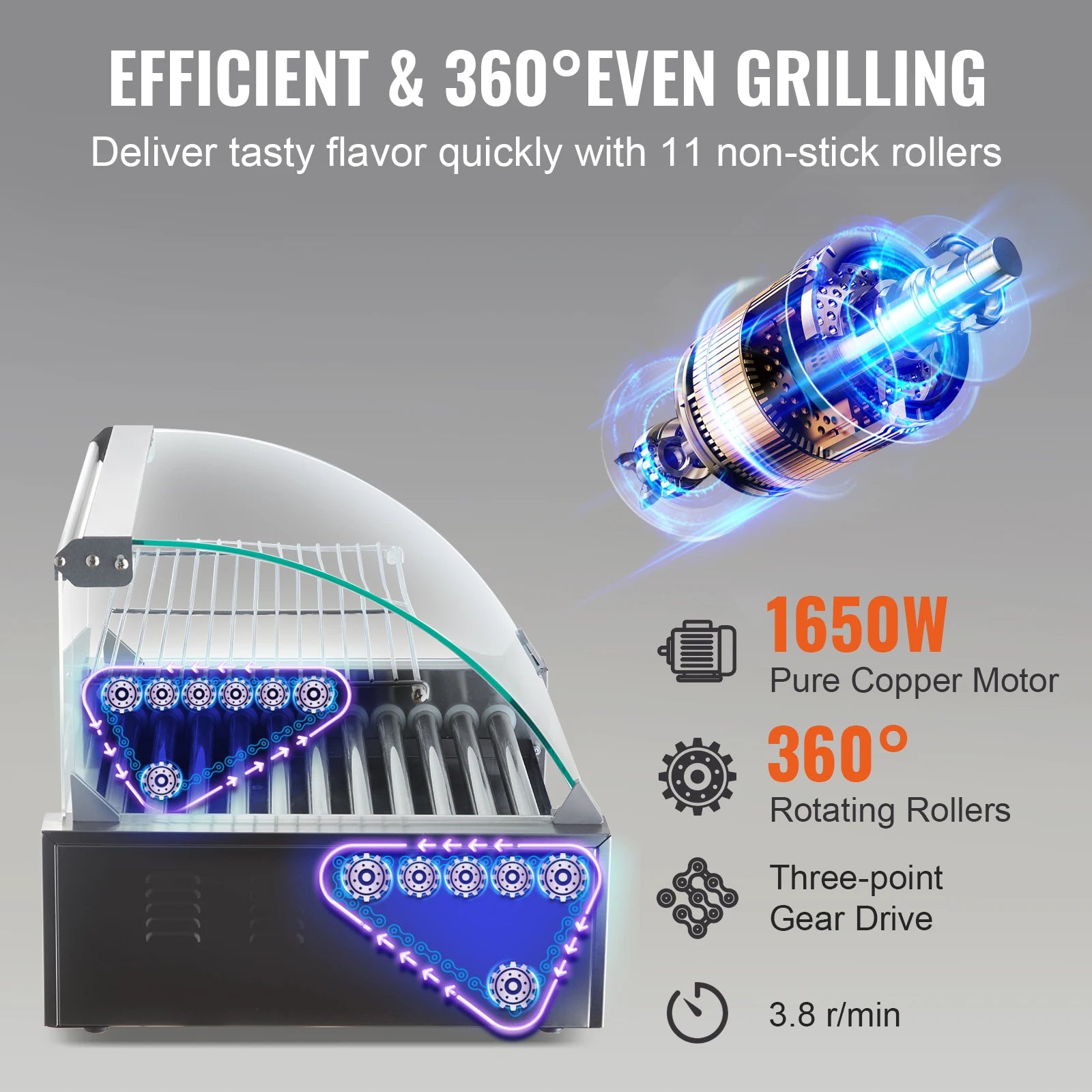 SucceBuy 5/7/11 Rods Commercial Hot Dog Roller Electric Sausage Maker Barbecue Grill Machine for Camping Party Home Appliance