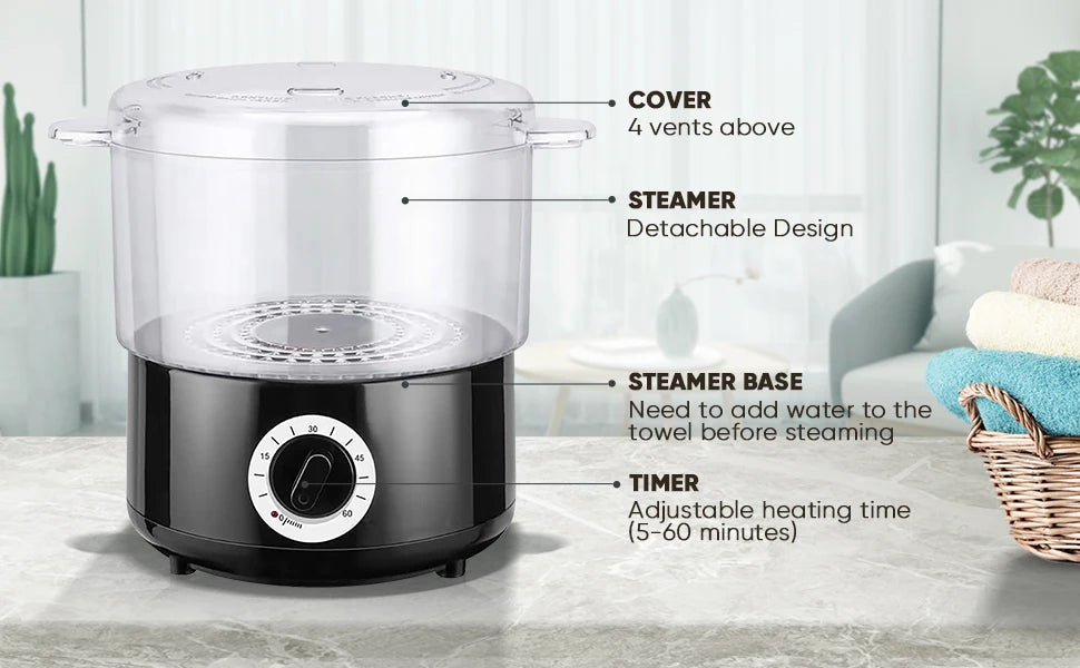 Towel Steamer Quick Heating Hot Towel Warmer Spa Towel Heater SPA Facial 202°F In 10mins Skin Moisturizing Tool Facials, Shaving