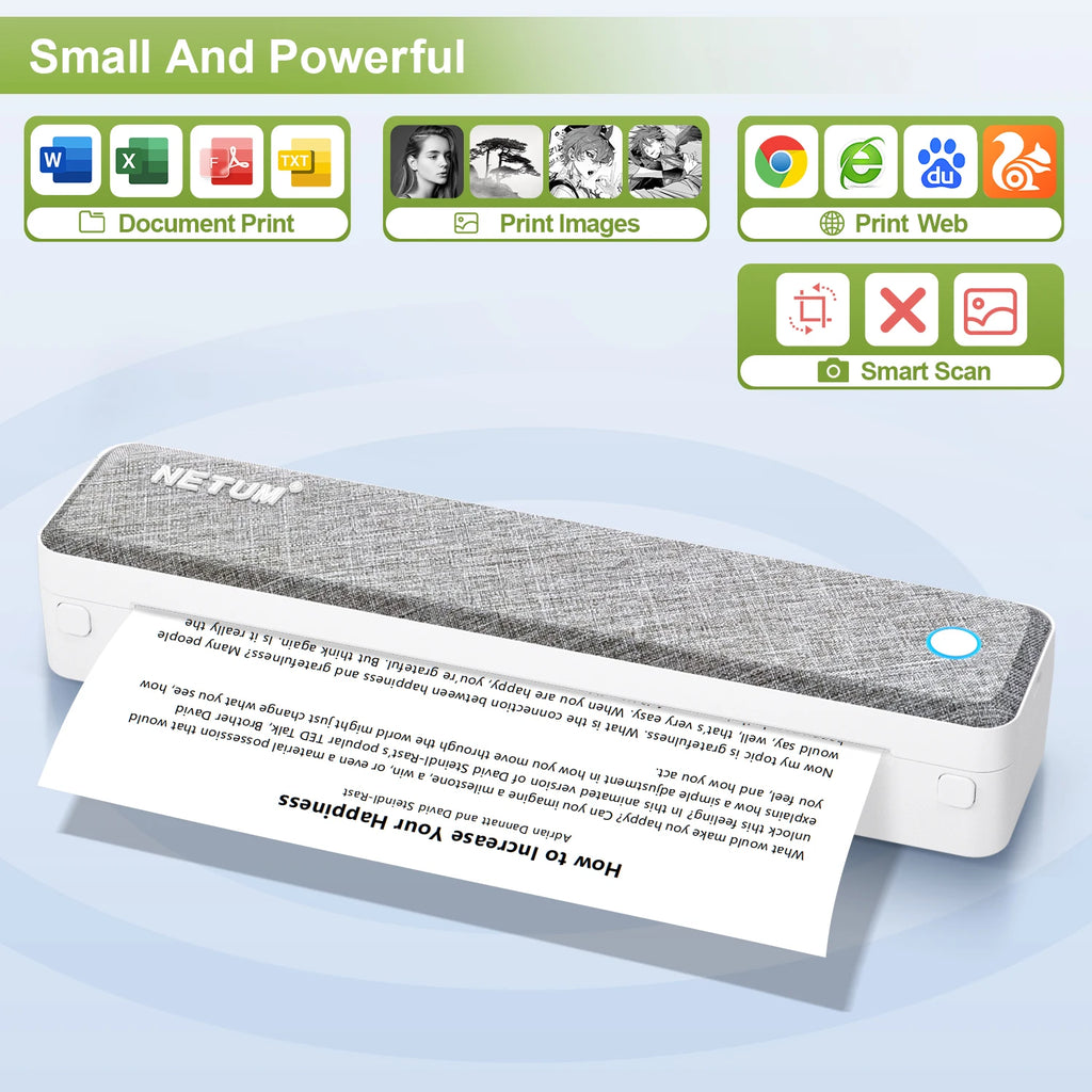 A4 Bluetooth Business Travel  Print Anywhere Inkless 203DPI Portable Rechargeable Thermal Printer LT-P10