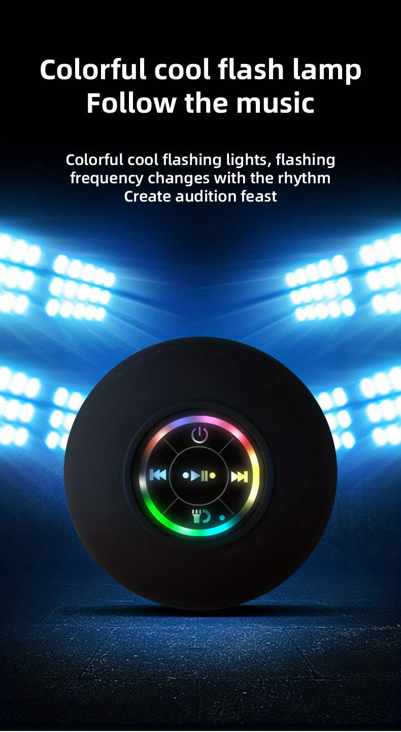 High Quality Speaker, Portable Wireless Speaker with Suction Cup, USB Black Speaker with 2 Hours Play Time 3.7V/400mAh Battery 5.0 Wireless Version Life for Parties, Bathroom, Travel, Home, And Outdoor (Suction Cups Must Be O
